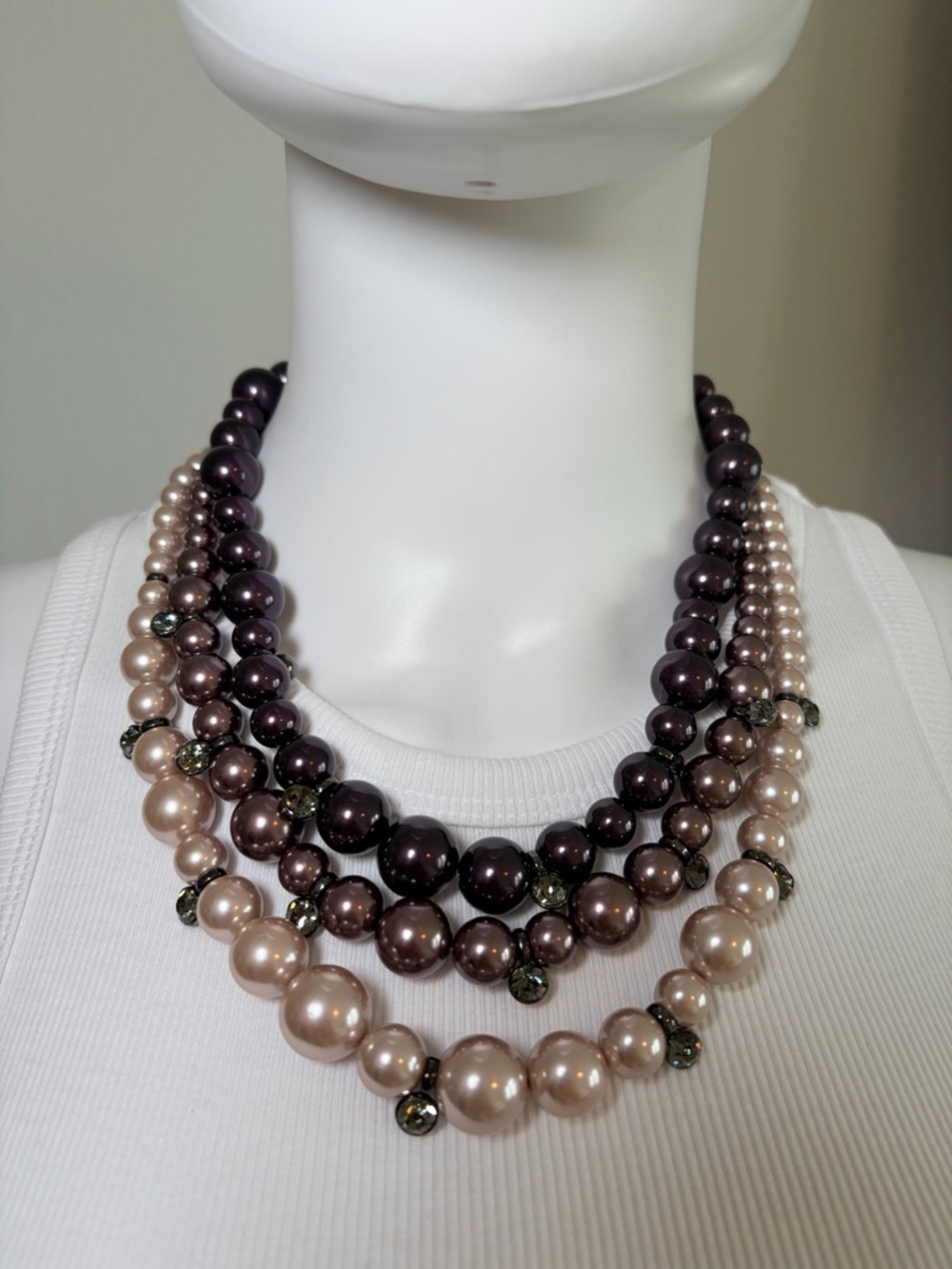 NWOT Givenchy Pearl & Rhinestone Layered Necklace